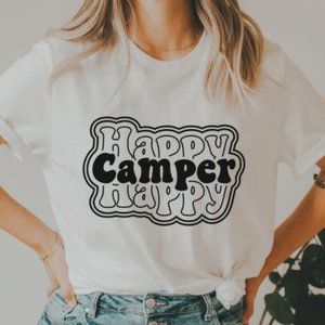 Happy Camper Summer RV Tent Camping Custom Tee Shirt
